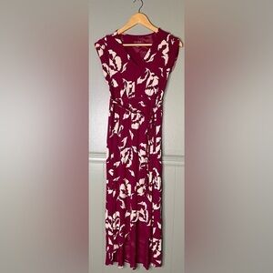 Isabel Maternity Maxi Dress V-Neck High low split hem flutter sleeves XSmall